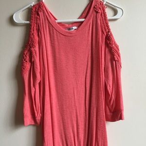 Coral three-quarter length sweater